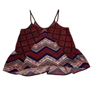 Women's Scoop Neck Flowy A-Line Tank Top Size Small Boho Festival Summer Casual